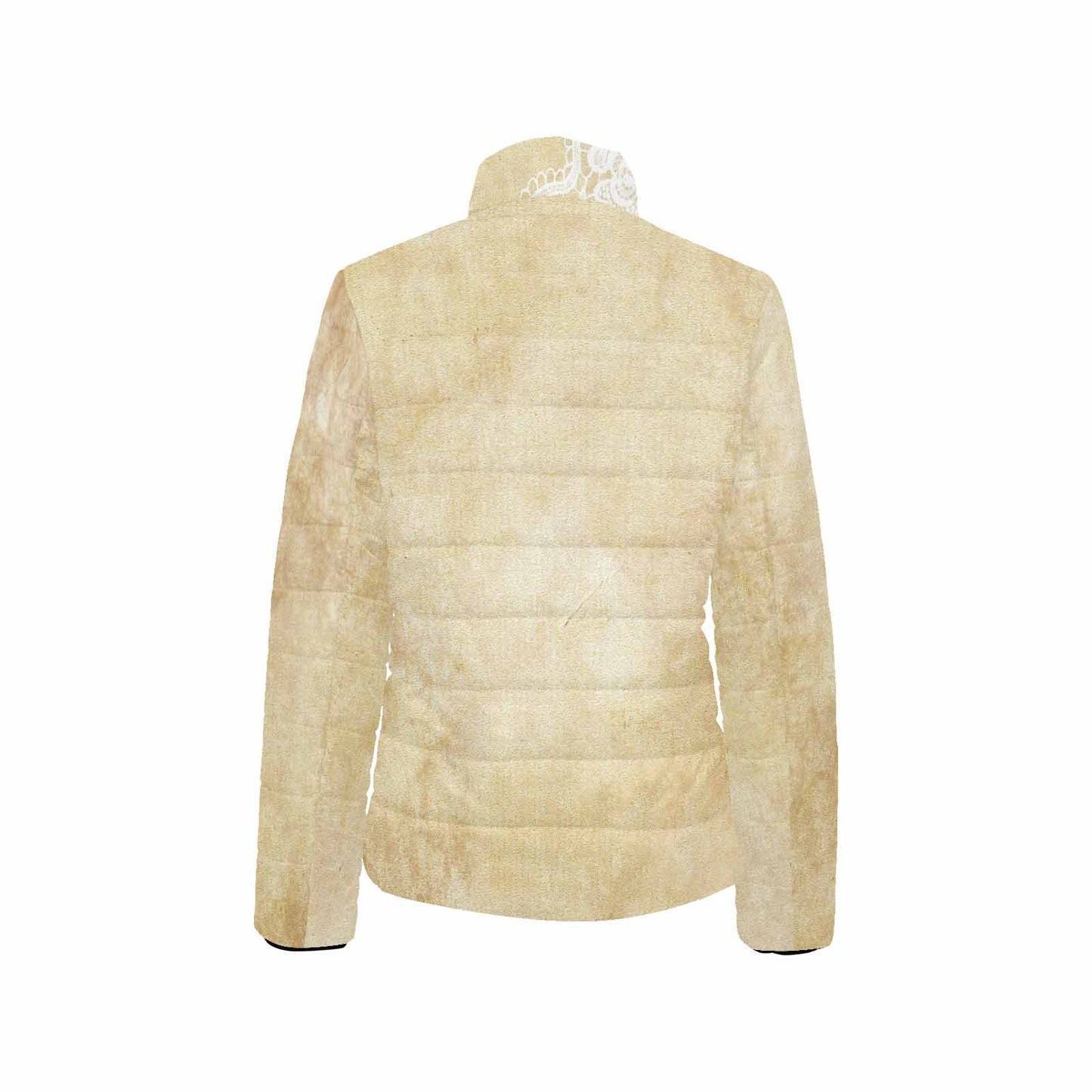 Victorian Lace print womens padded quilted jacket, design 29
