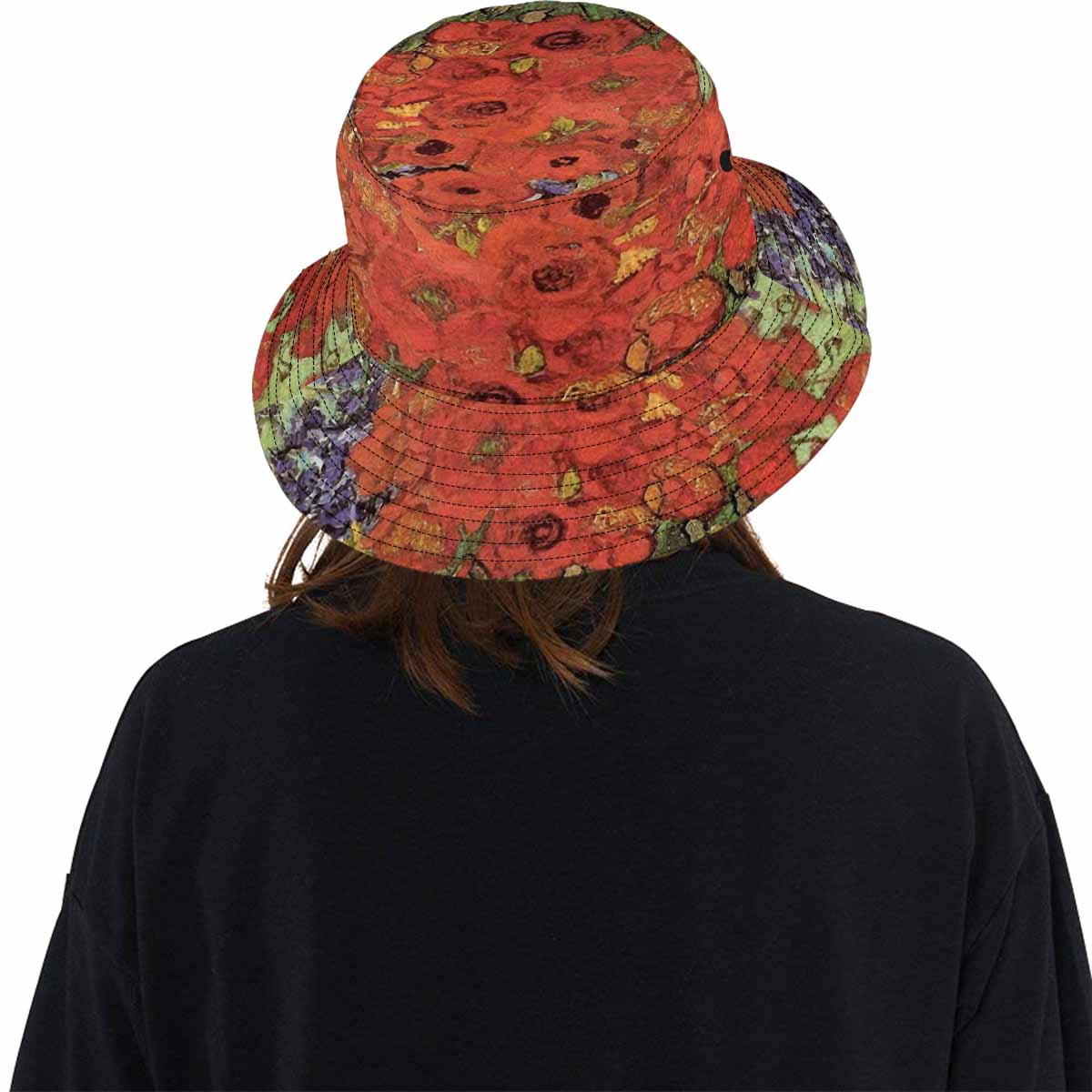 Vintage floral unisex bucket boonie Hat, outdoors hat, Design 47