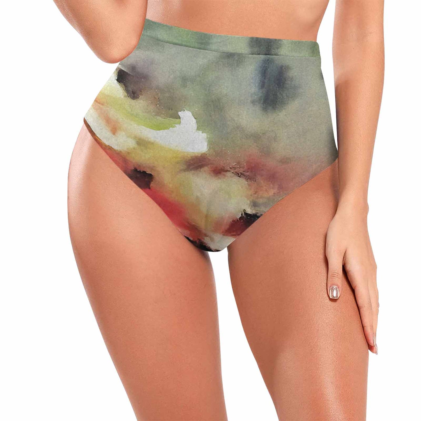 Vintage floral High waist bikini bottom, Design 14