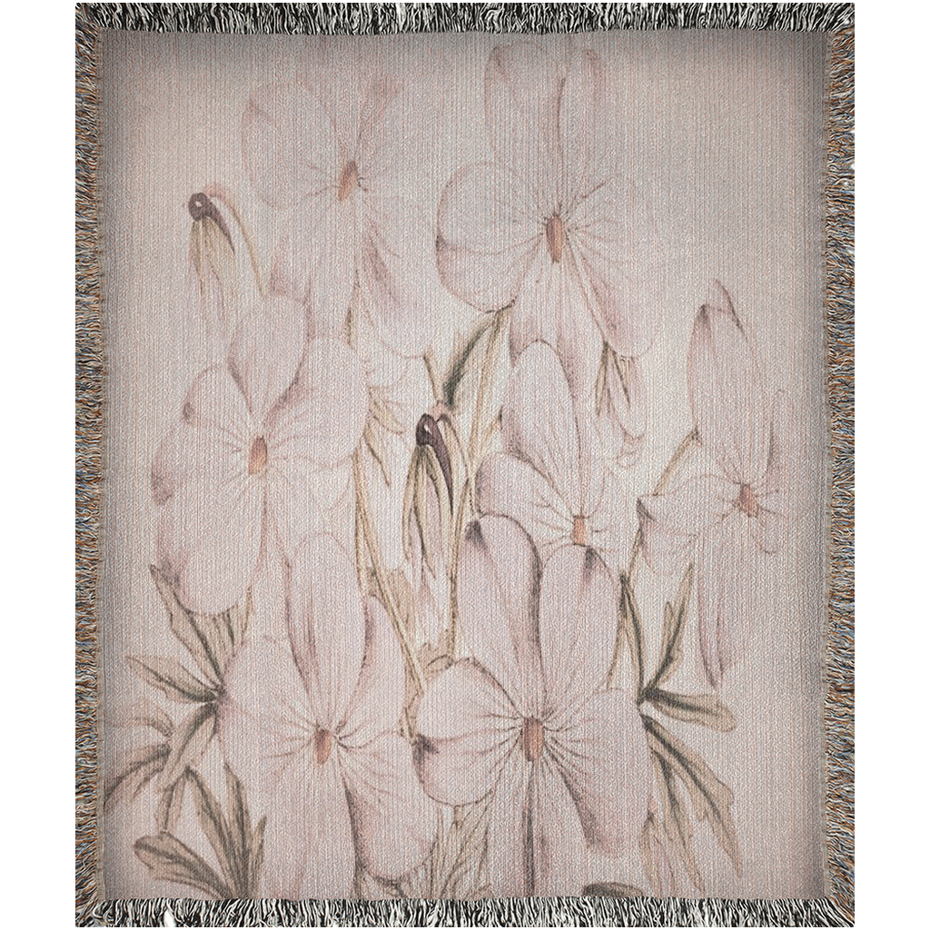 100% cotton Vintage Floral design woven blanket, 50 x 60 or 60 x 80in, Design 13x