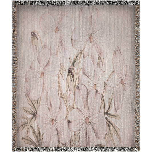 100% cotton Vintage Floral design woven blanket, 50 x 60 or 60 x 80in, Design 13x