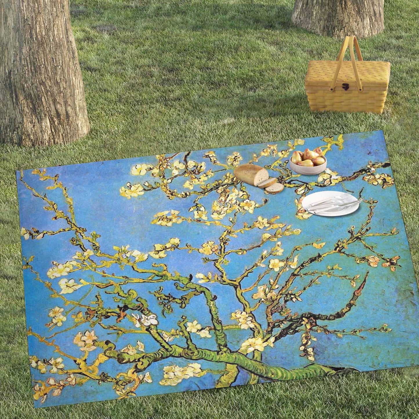 Vintage Floral waterproof picnic mat, 81 x 55in, Design 20