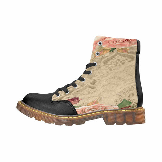 Victorian lace print, cute but tough, Winter walk about  boots, design 25