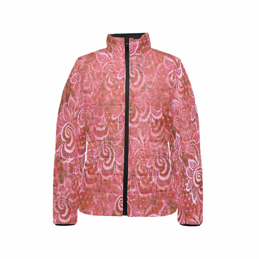 Victorian Lace print womens padded quilted jacket, design 33
