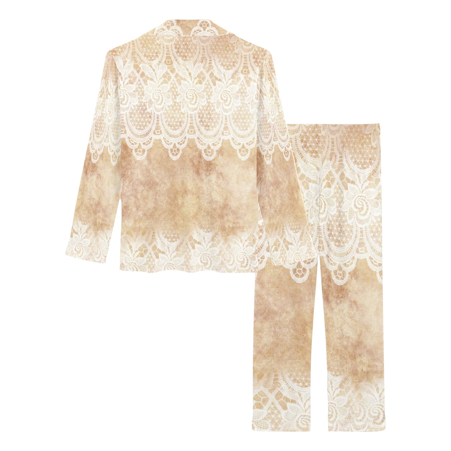 Victorian printed lace pajama set, design 30 Women's Long Pajama Set (Sets 02)