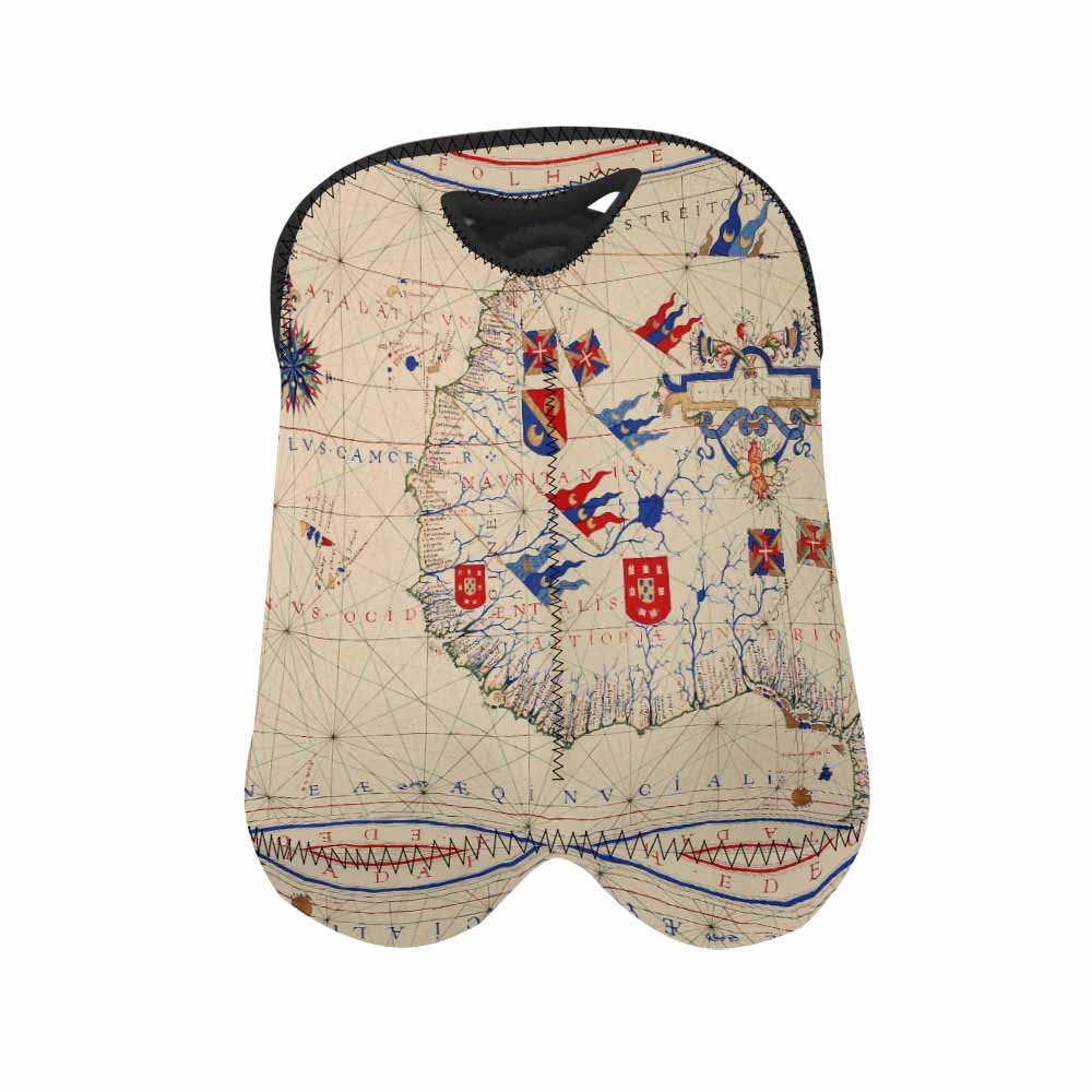 2 Bottle Antique map wine bag,Design 45