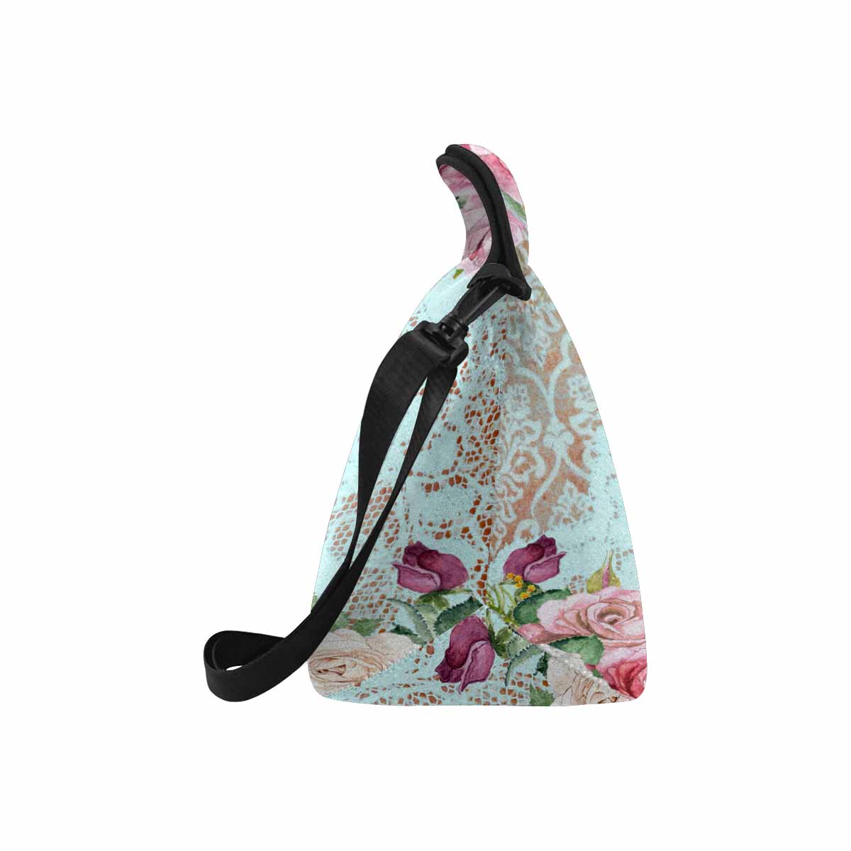 Victorian lace print insulated lunch bag, design 24