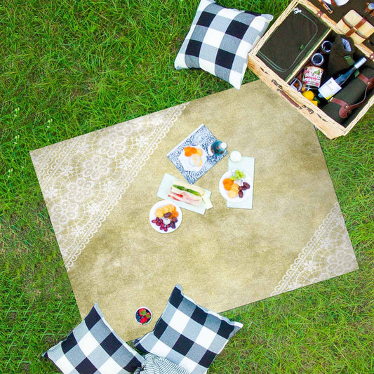 Victorian lace print waterproof picnic mat, 69 x 55in, design 43