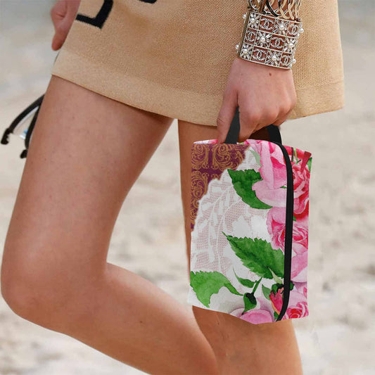 Victorian lace print toiletry comestic bag, design 19