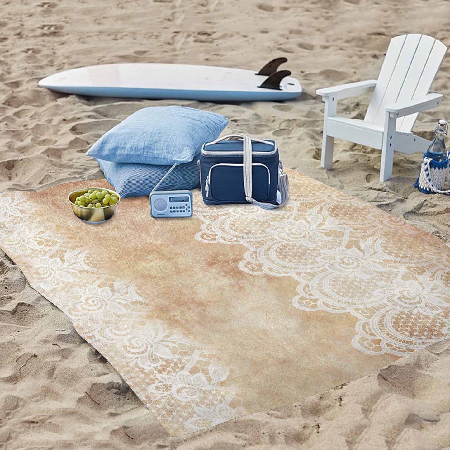 Victorian lace print waterproof picnic mat, 69 x 55in, design 30