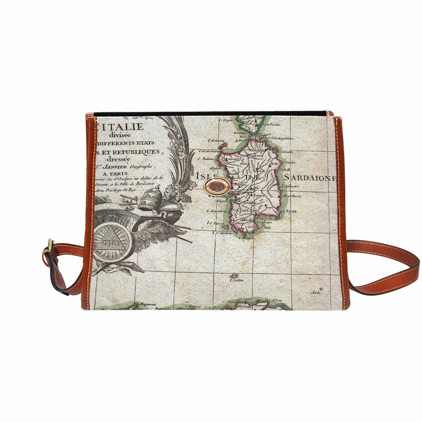 Antique Map Handbag, Model 1695341, Design 06