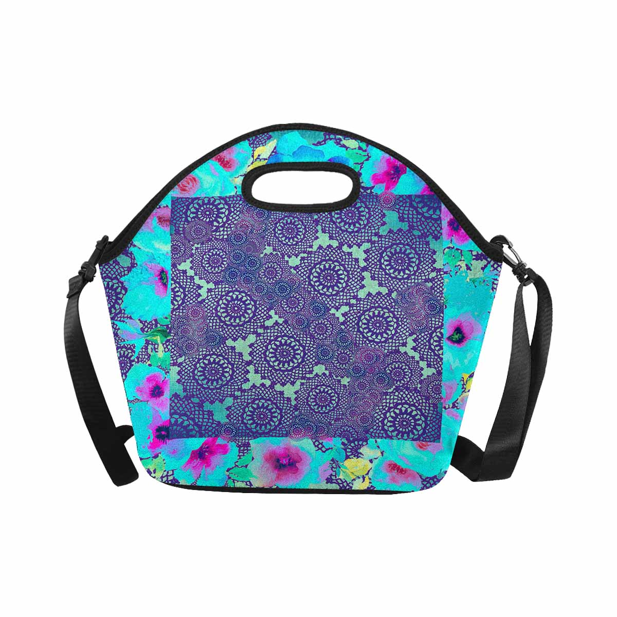 Victorian lace print insulated lunch bag, design 14