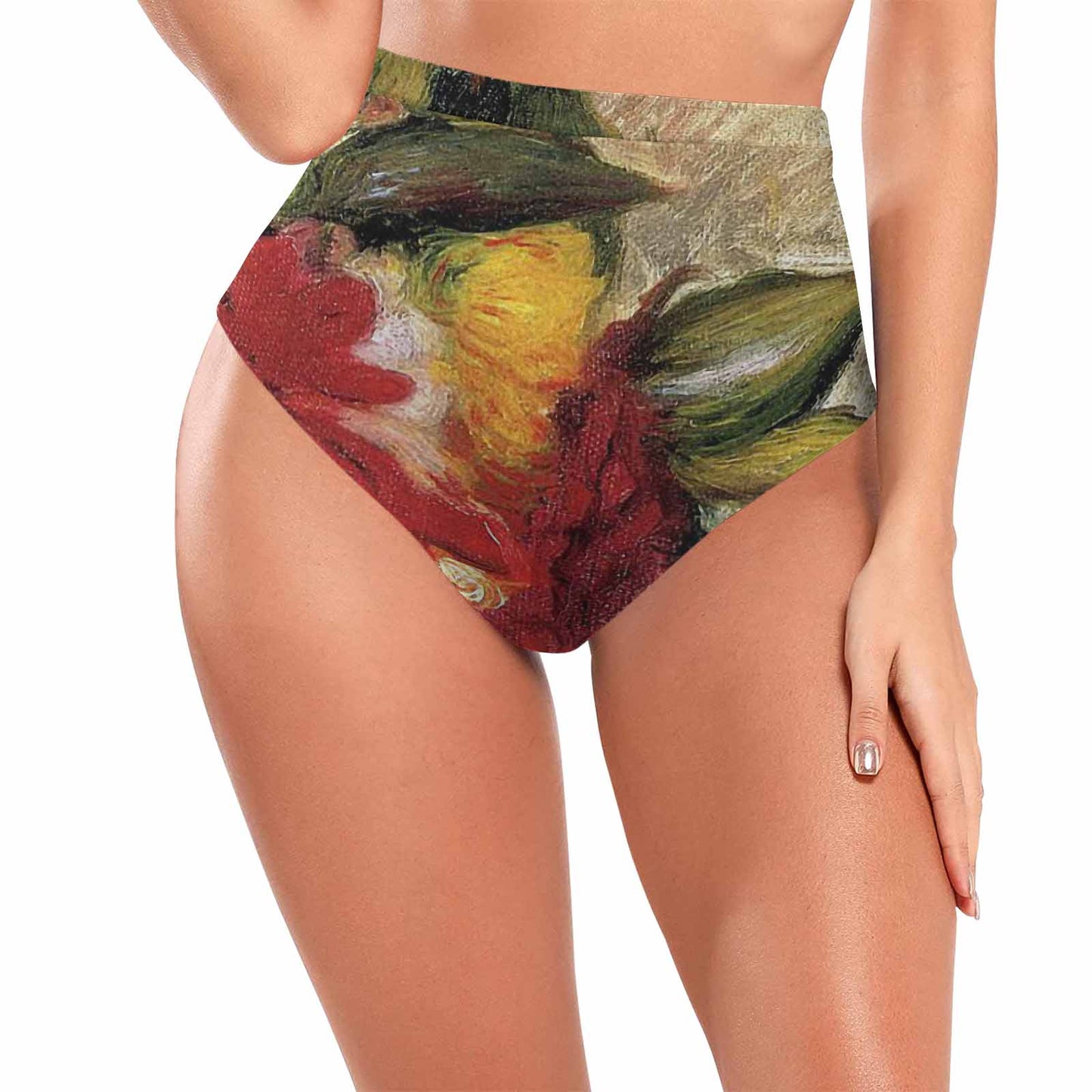 Vintage floral High waist bikini bottom, Design 25