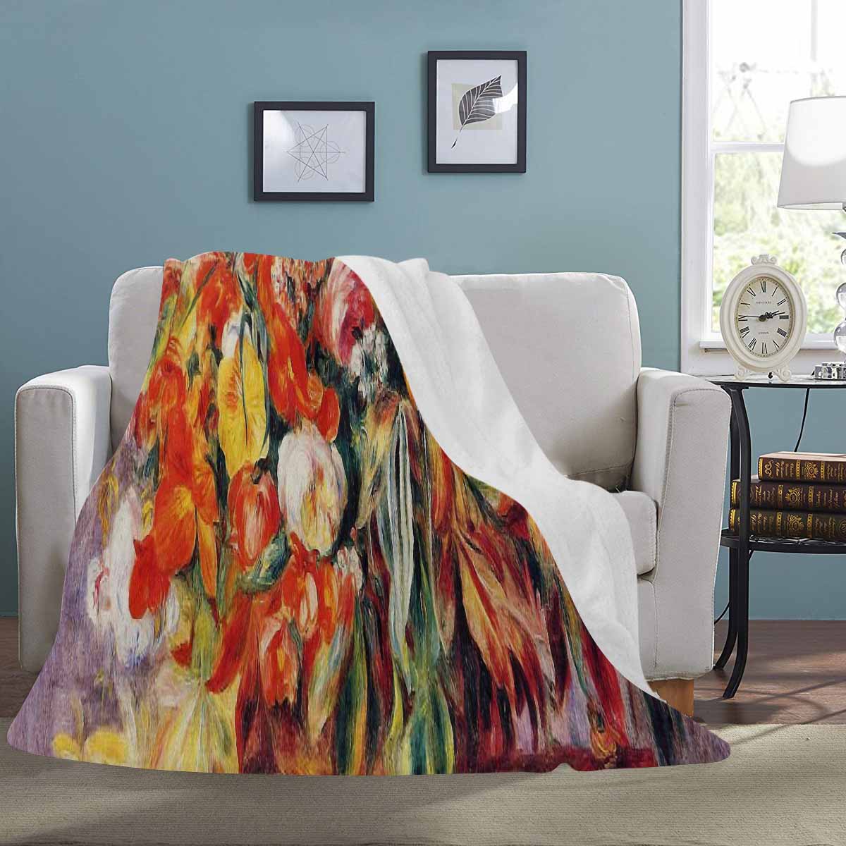 Vintage Floral BLANKET, LARGE 60 in x 80 in, Design 19 C50