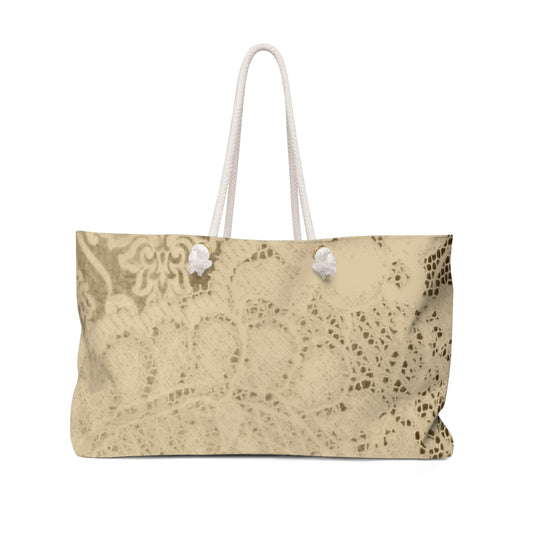 Victorian lace print weekender bag, large, design 26