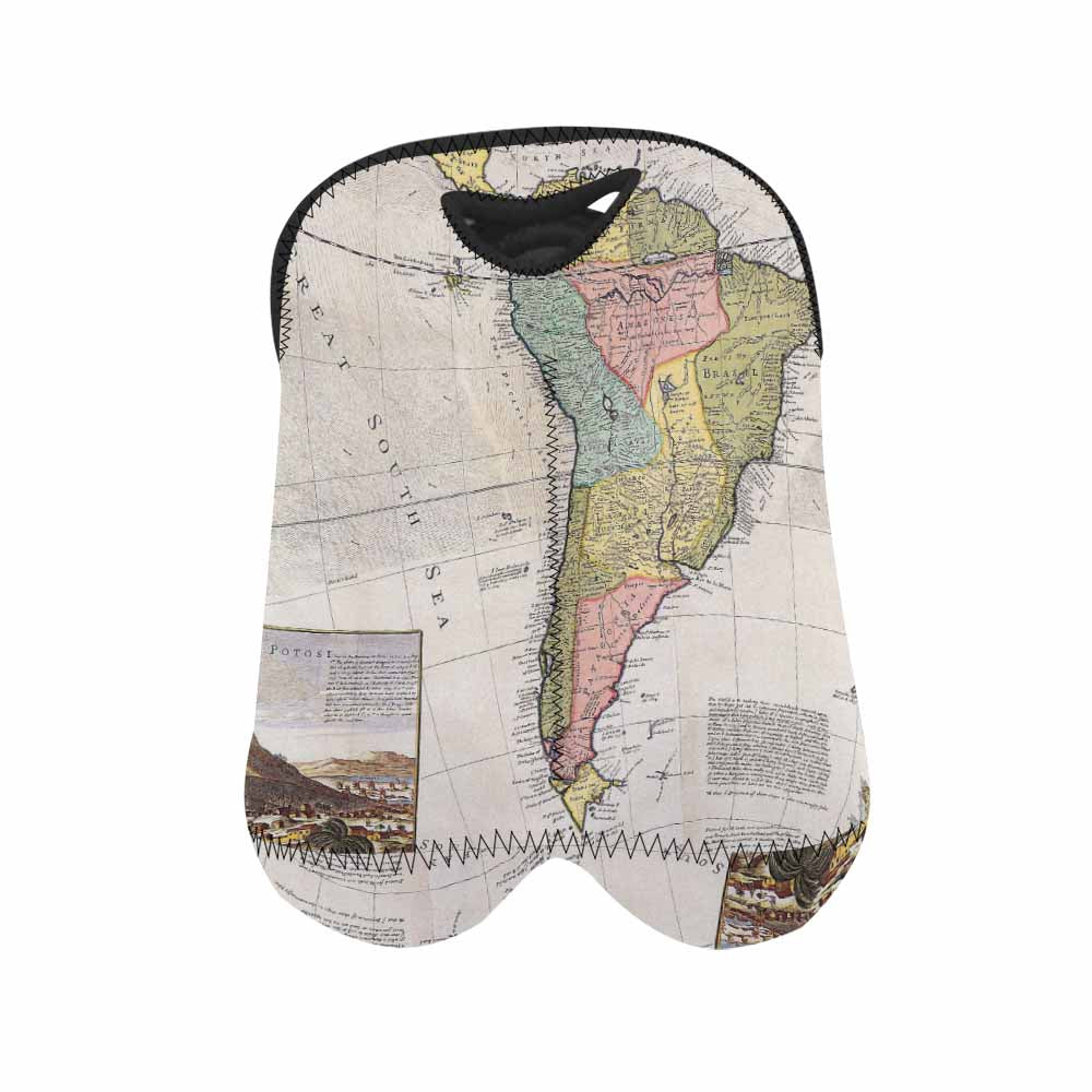 2 Bottle Antique map wine bag,Design 40