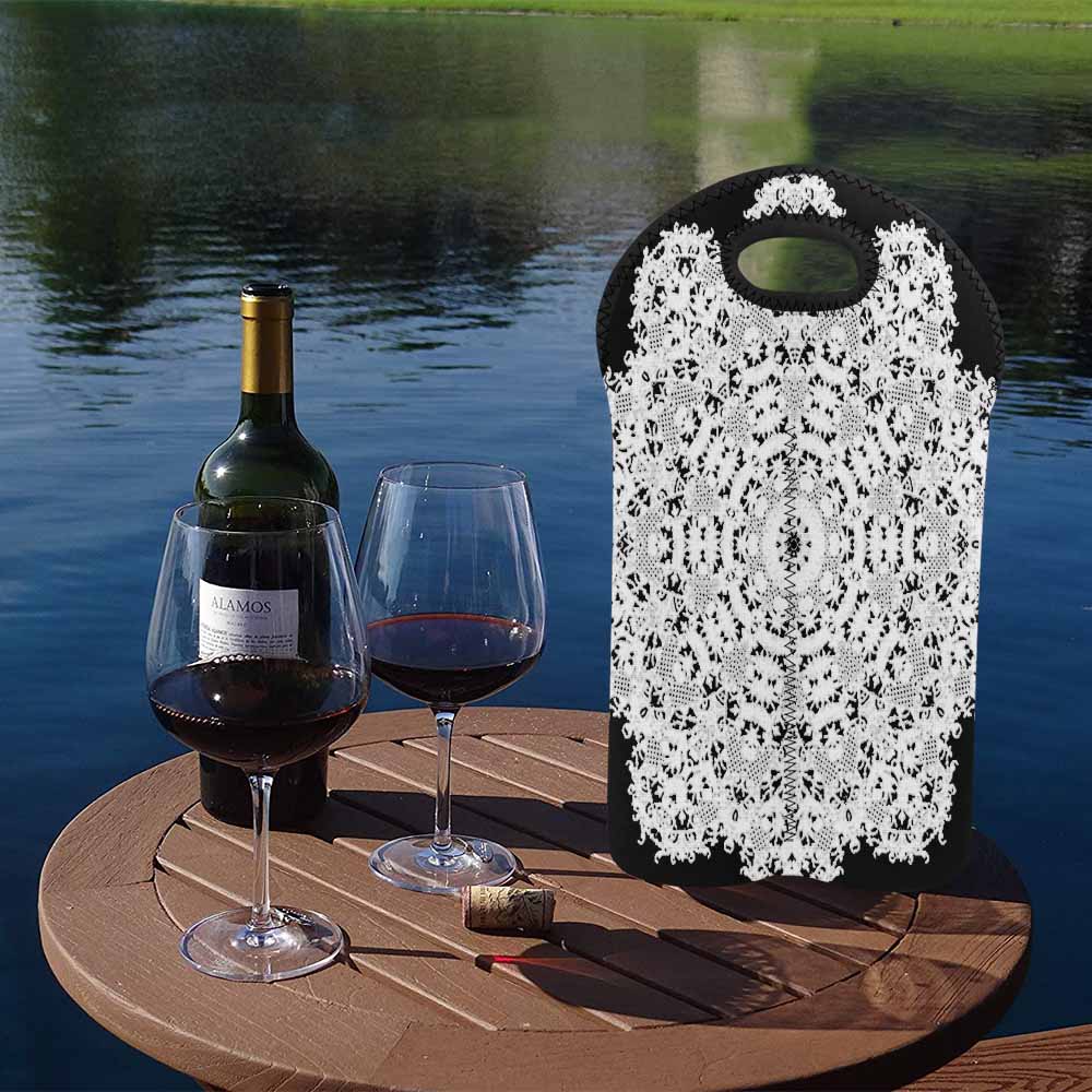 2 Bottle Victorian lace print wine bag, Design 50