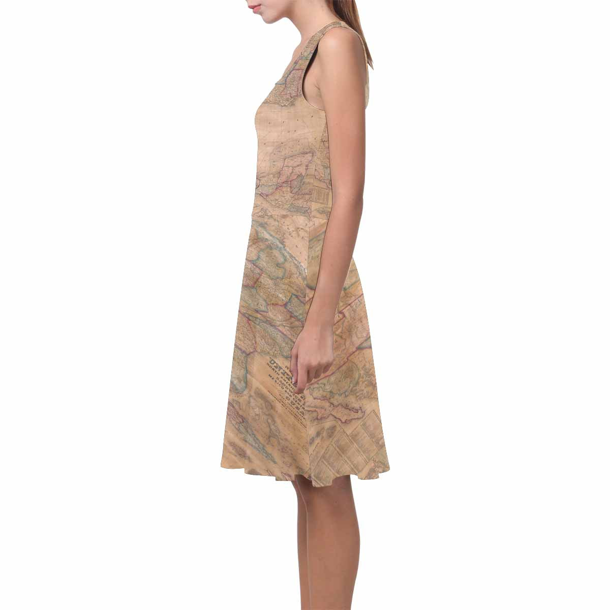 Antique Map casual summer dress, MODEL 09534, design 21