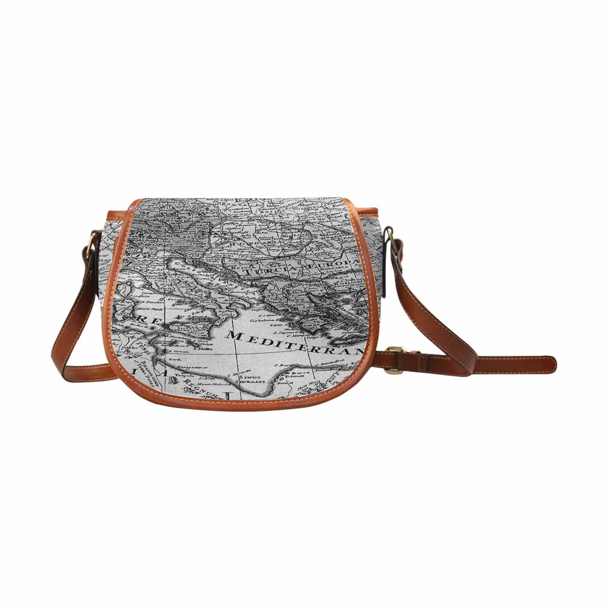 Antique Map design Handbag, saddle bag, Design 41