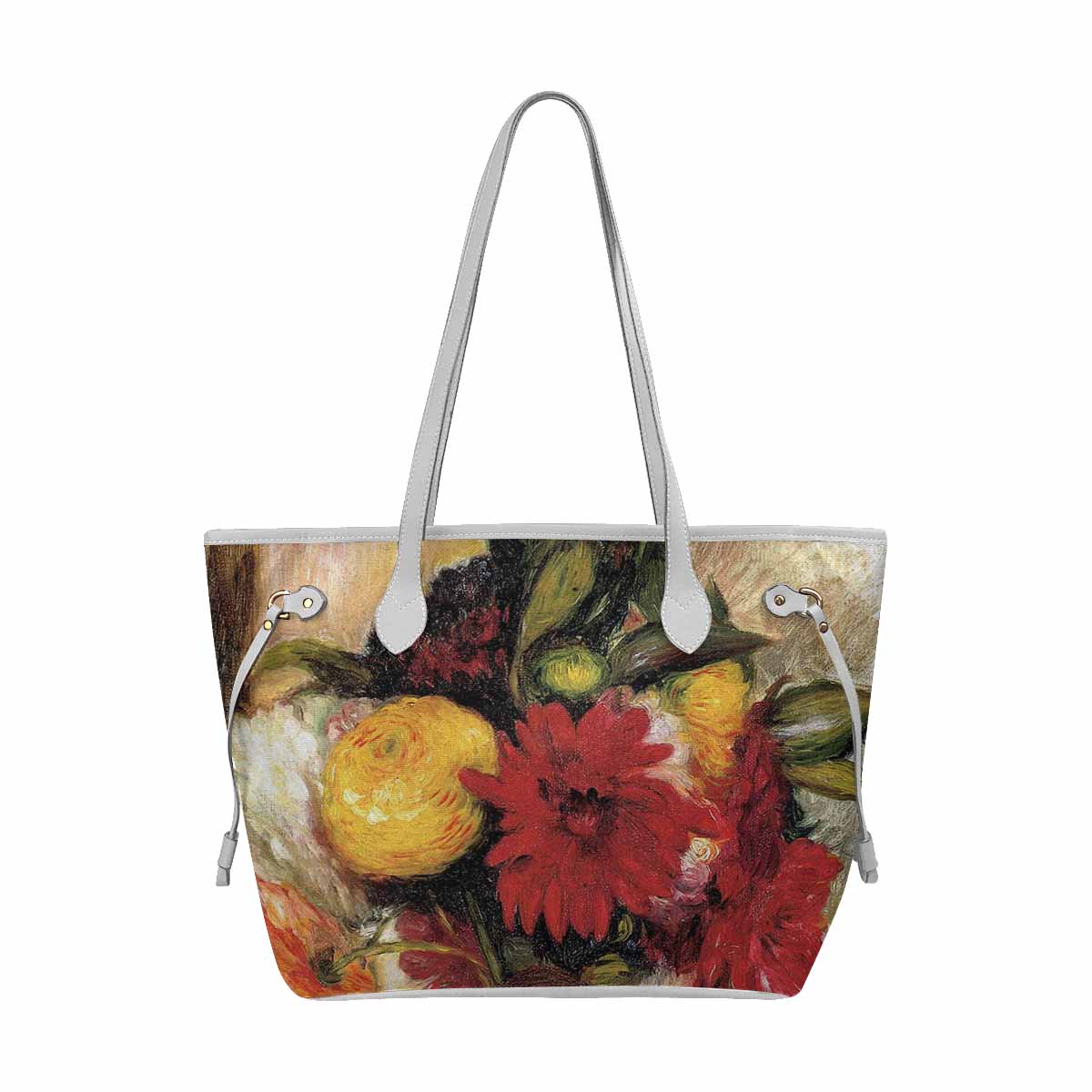 Vintage Floral Handbag, Classic Handbag, Mod 1695361 Design 25, WHITE TRIM