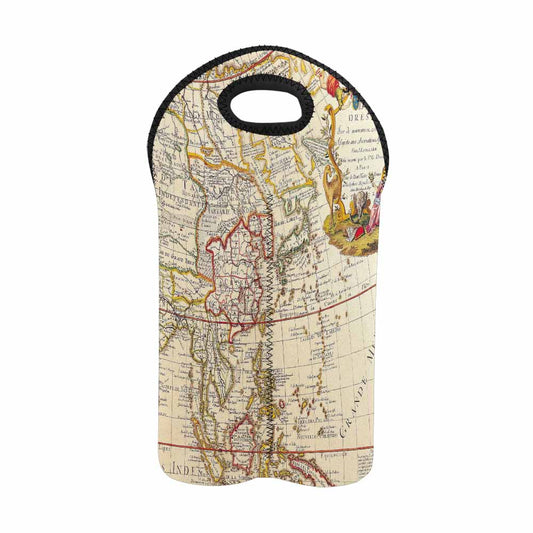 2 Bottle Antique map wine bag,Design 10