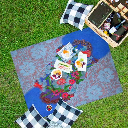 Victorian lace print waterproof picnic mat, 69 x 55in, design 46