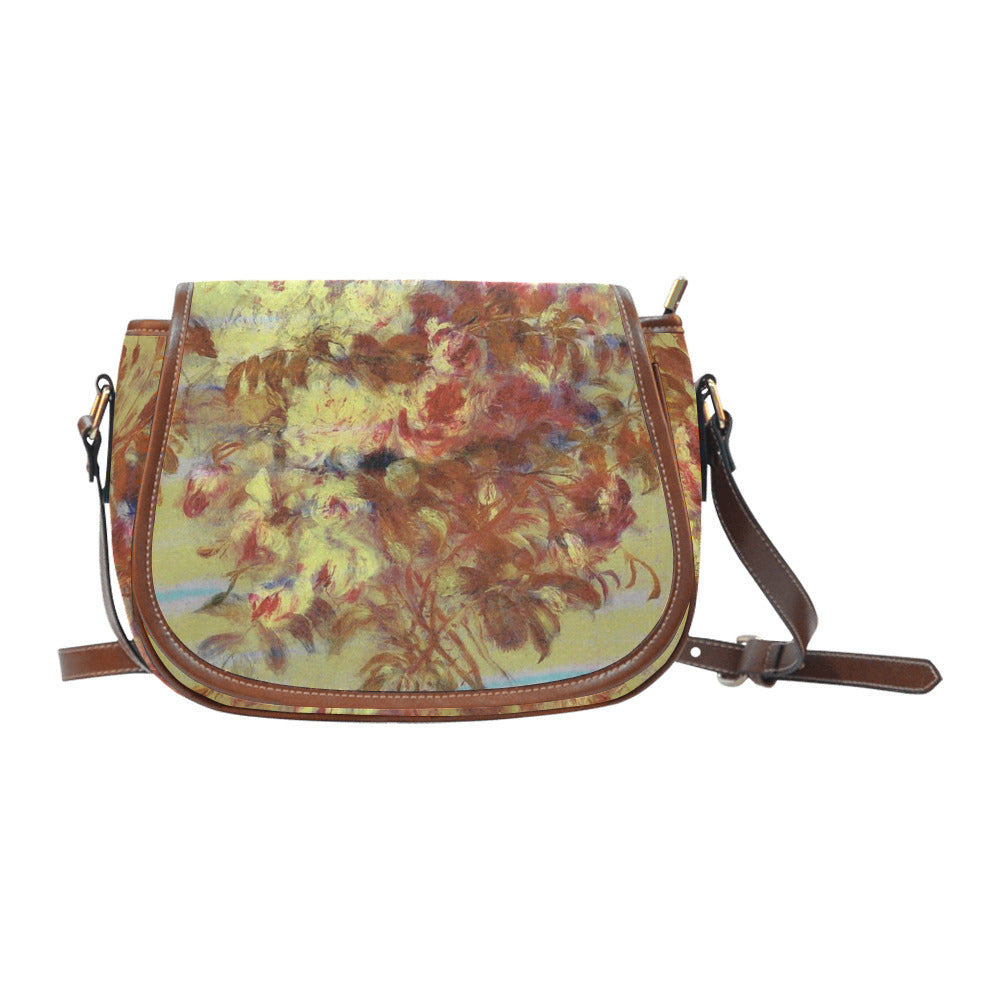 Vintage floral handbag, Design 11 Model 1695341 Saddle Bag/Large (Model 1649)
