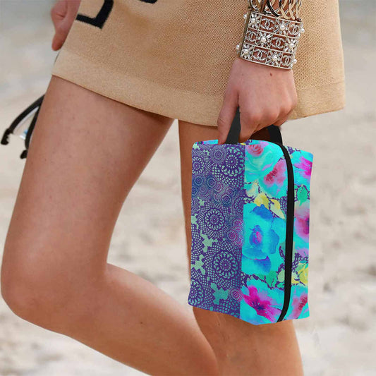 Victorian lace print toiletry comestic bag, design 14