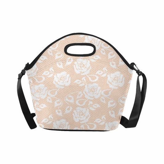 Victorian lace print insulated lunch bag, design 16