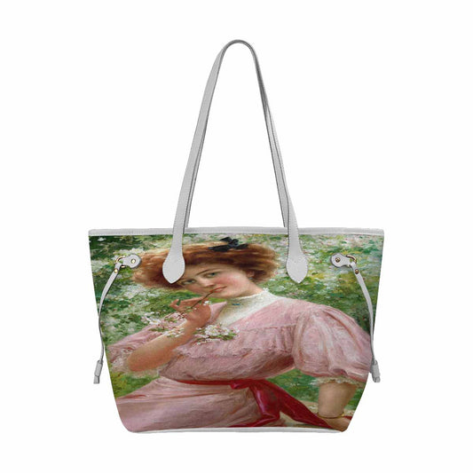 Victorian Lady Design Handbag, Model 1695361, Pretty In Pink, WHITE TRIM