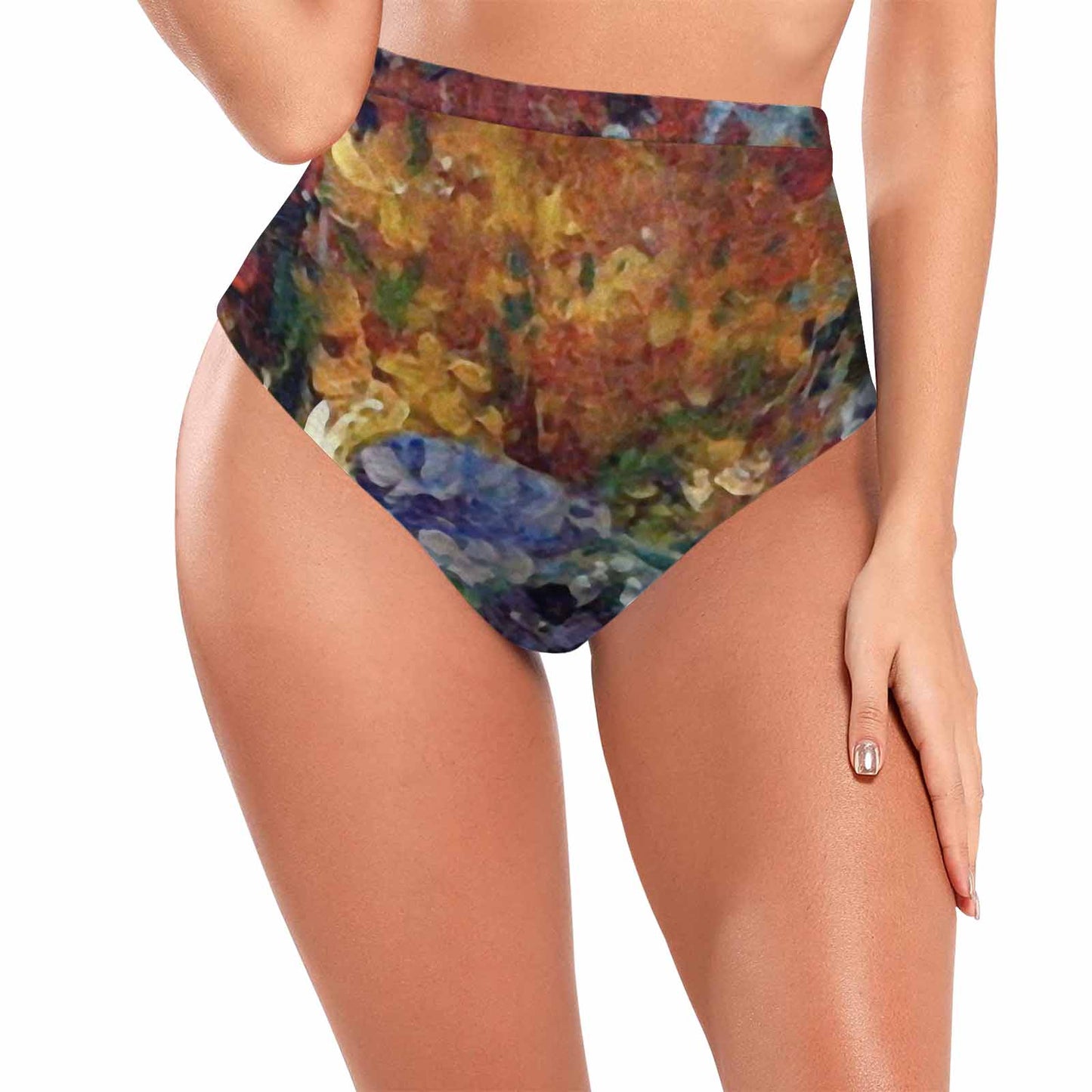 Vintage floral High waist bikini bottom, Design 41