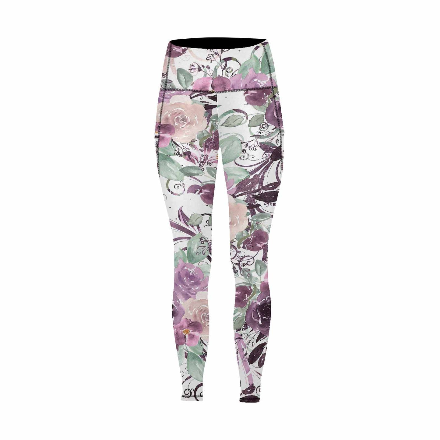 Floral 2, active wear leggings, outside surge, design 50