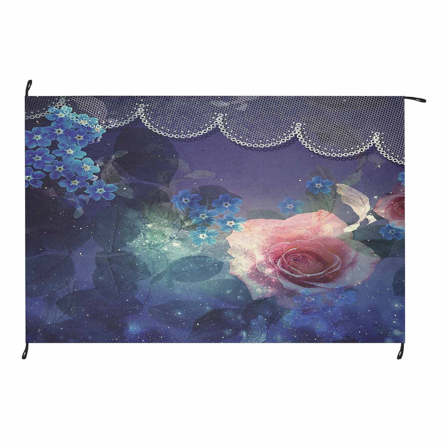 Victorian lace print waterproof picnic mat, 81 x 55in, design 02