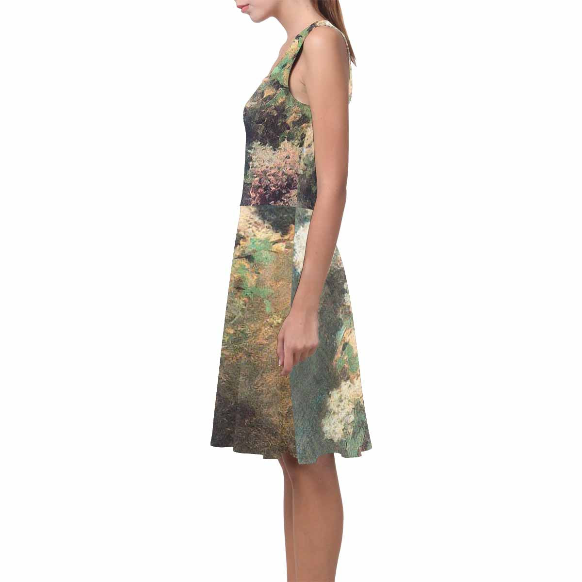 Vintage floral short summer flare dress,  XS to 3XL plus size, model D09534 Design 34