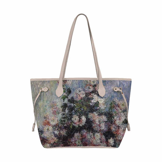 Vintage Floral Handbag, Classic Handbag, Mod 1695361 Design 44, BEIGE/TAN TRIM