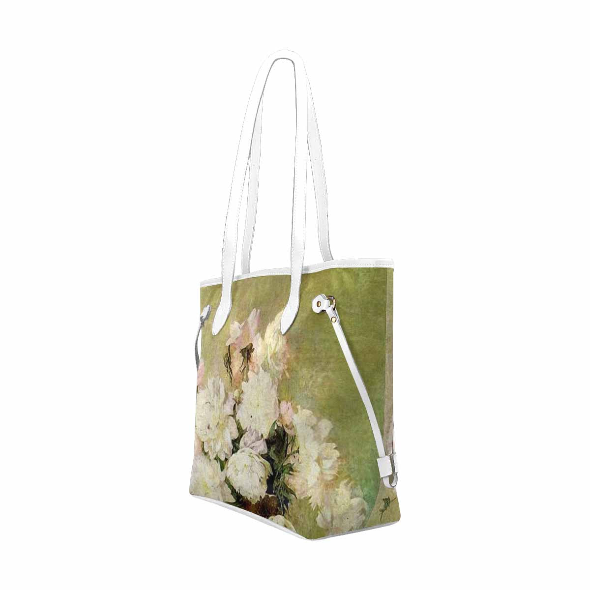 Vintage Floral Handbag, Classic Handbag, Mod 1695361 Design 35 WHITE TRIM