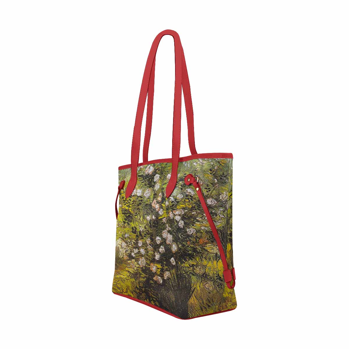 Vintage Floral Handbag, Classic Handbag, Mod 1695361 Design 05, RED TRIM