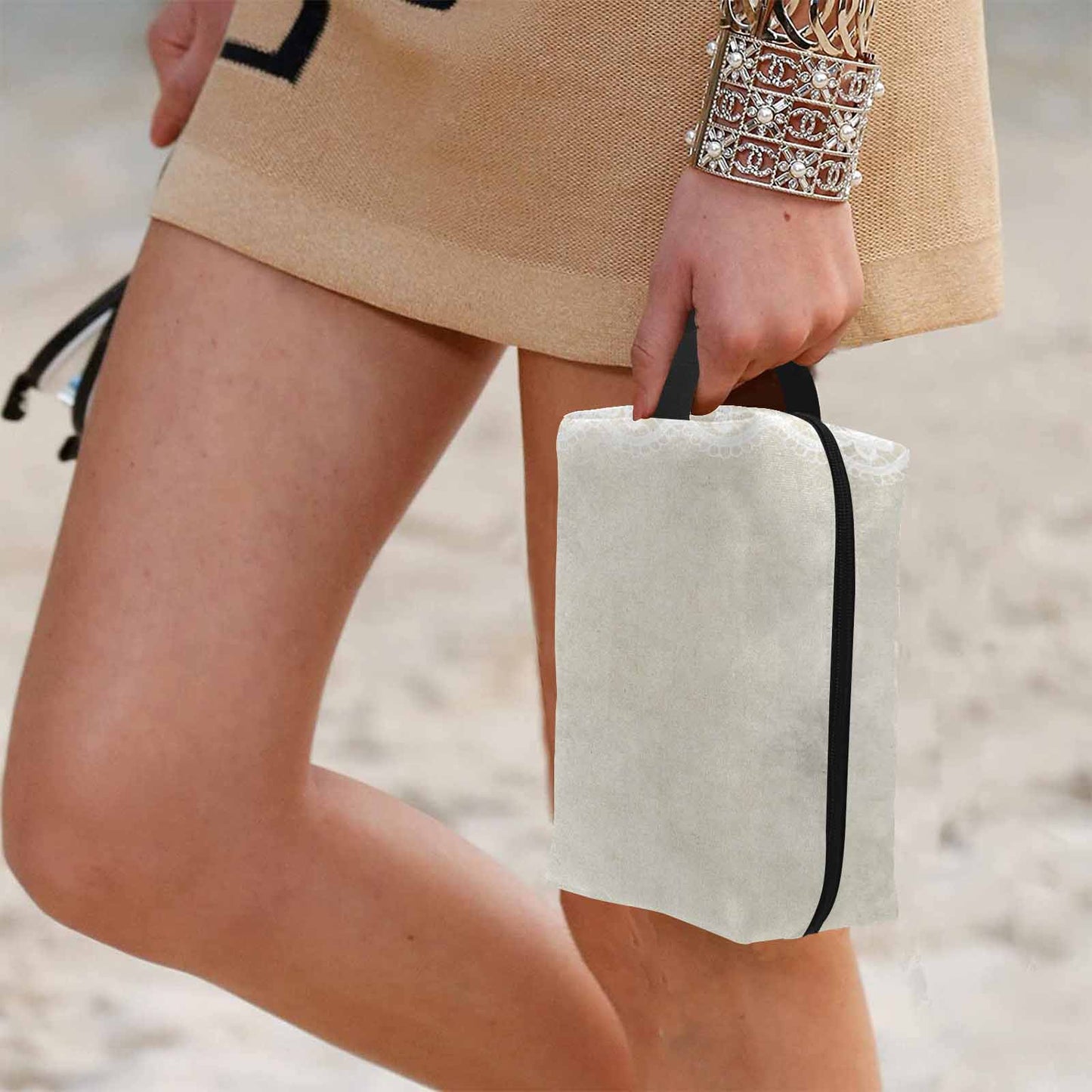 Victorian lace print toiletry comestic bag, design 27