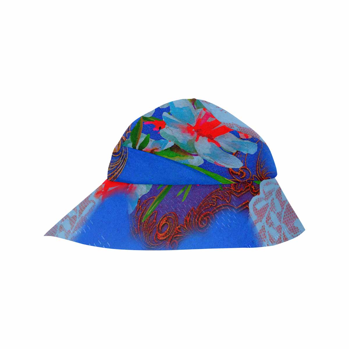 Victorian lace print, wide brim sunvisor Hat, outdoors hat, design 46