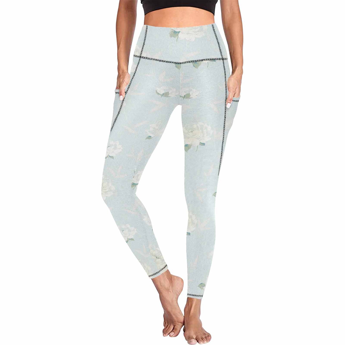Floral 2, active wear leggings, outside surge, design 08