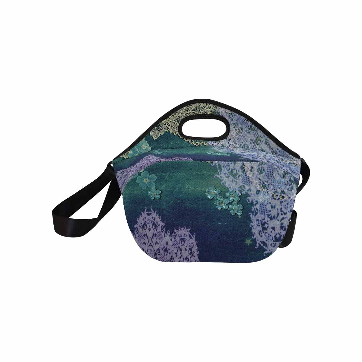 Victorian lace print insulated lunch bag, design 05