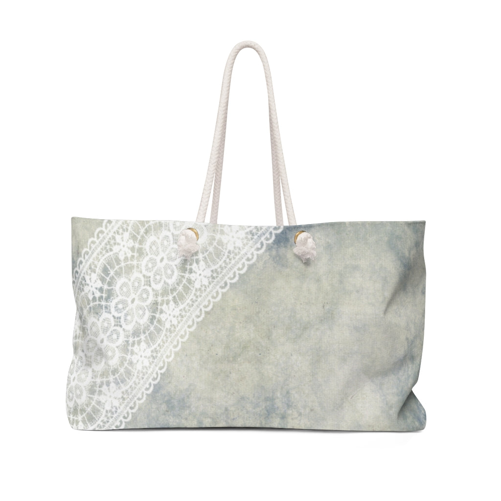 Victorian lace print weekender bag, large, design 36