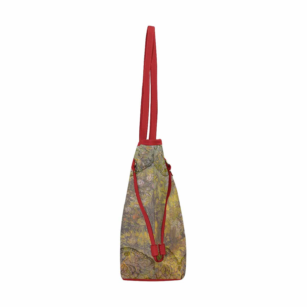 Vintage Floral Handbag, Classic Handbag, Mod 1695361 Design 05x, RED TRIM