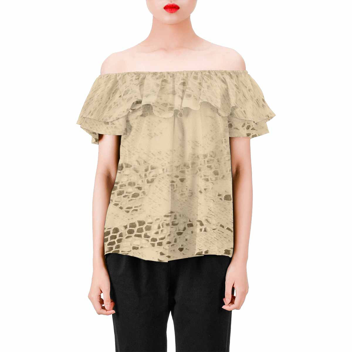 Victorian Lace print Chiffon Blouse, design 26