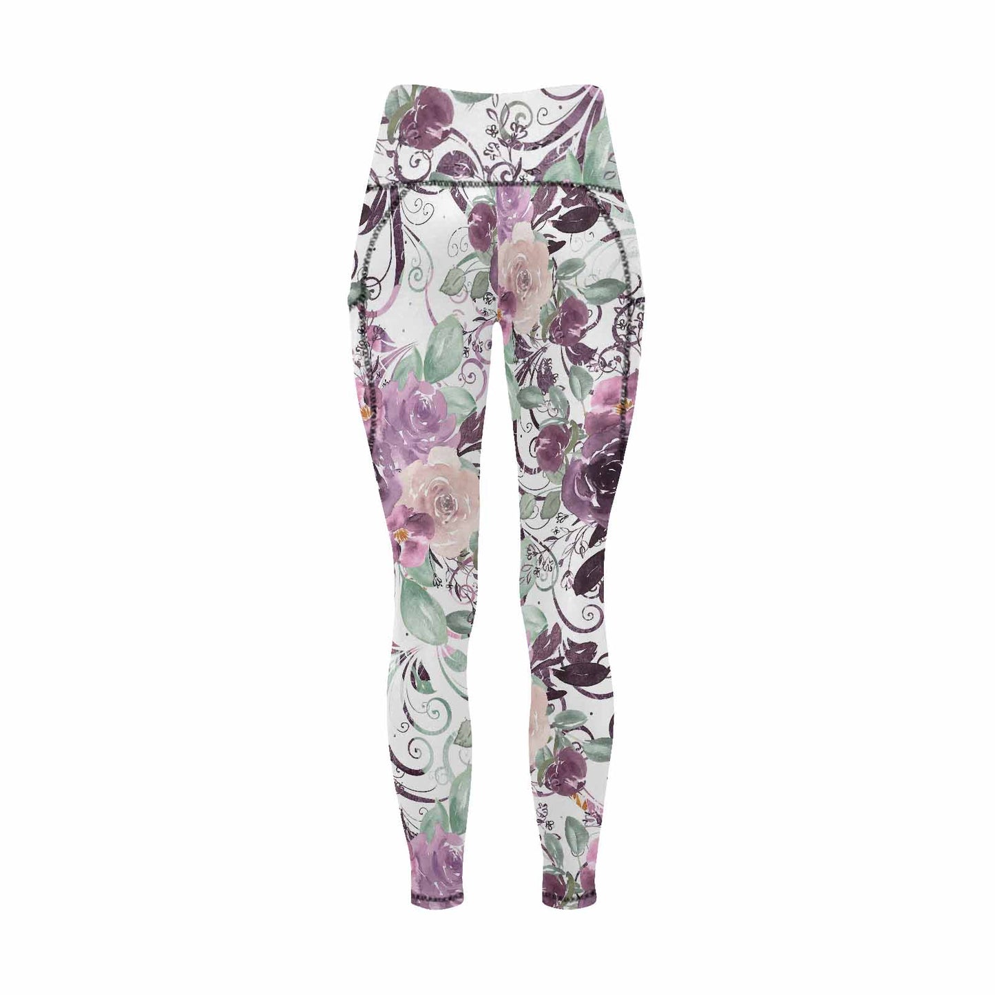 Floral 2, active wear leggings, outside surge, design 50