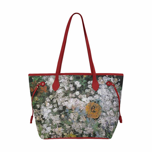 Vintage Floral Handbag, Classic Handbag, Mod 1695361 Design 07, RED TRIM