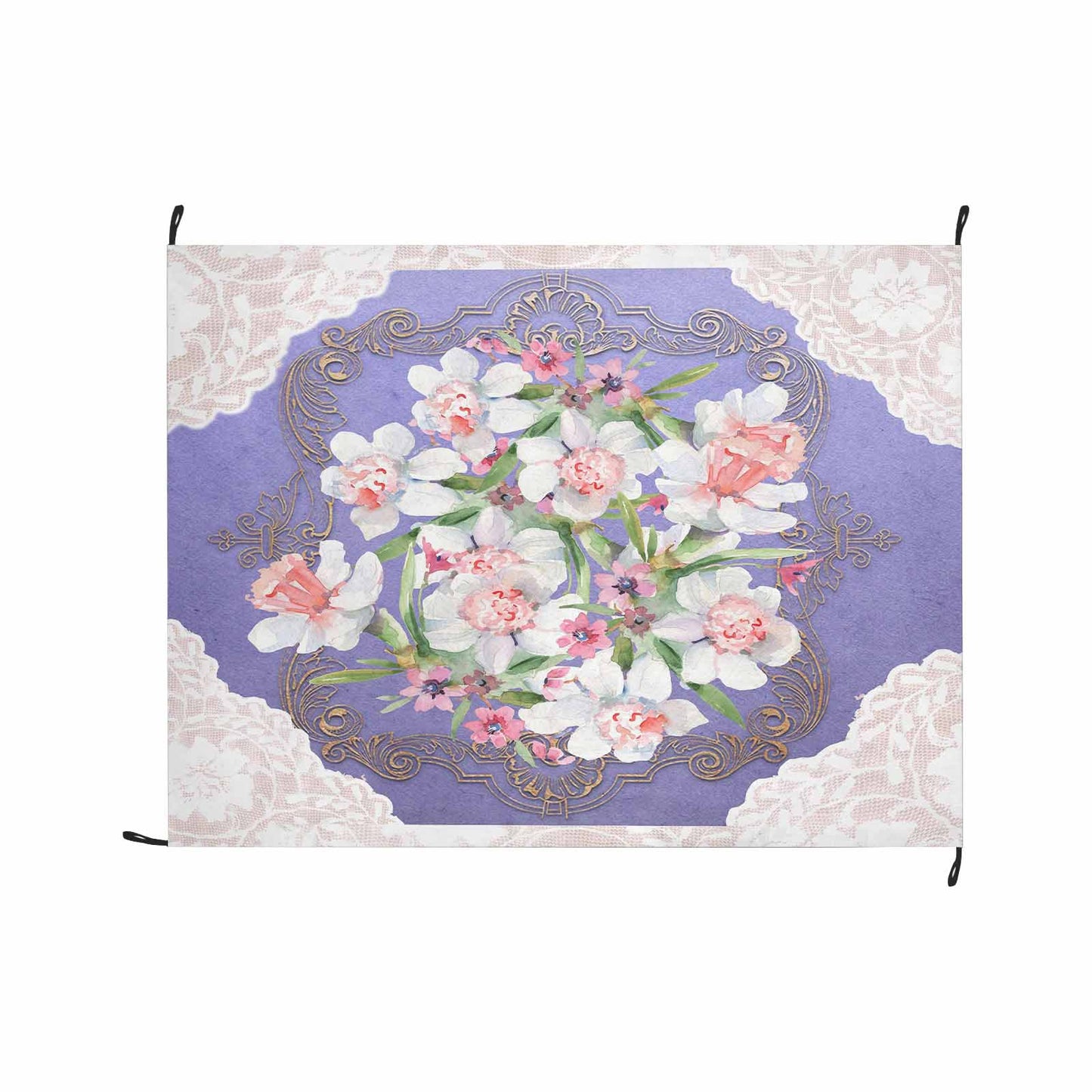 Victorian lace print waterproof picnic mat, 69 x 55in, design 47