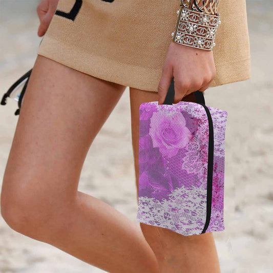 Victorian lace print toiletry comestic bag, design 03