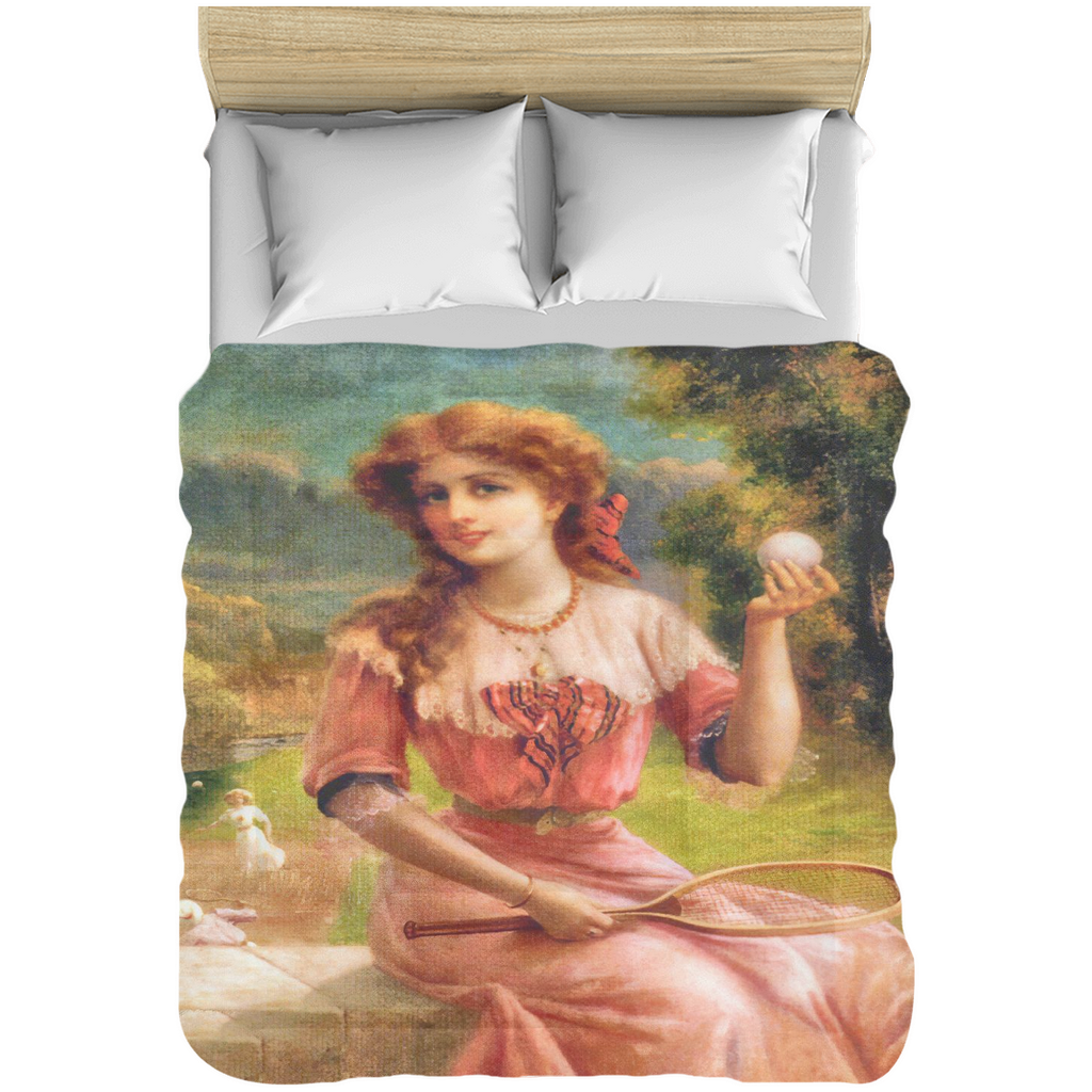 Victorian lady design comforter, twin, twin XL, queen or king, Tennis Anyone