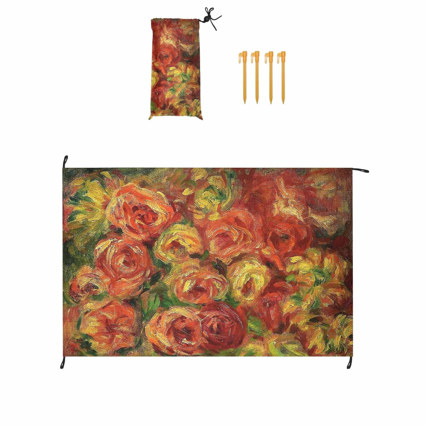 Vintage Floral waterproof picnic mat, 81 x 55in, Design 18